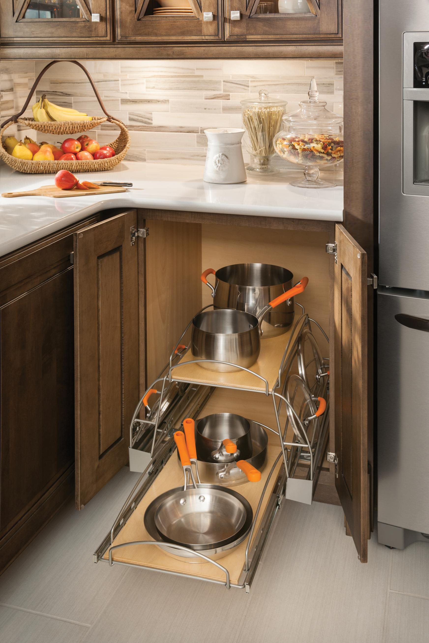 Pots and Pans Organizer Base Kitchen Cabinet Pull-Out | Lowe's Cabinets